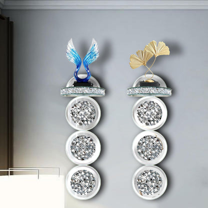 ZOLAPI Set of 2 Crystal Crush Diamond Candle Sconces, Gorgeous Silver Mirrored Wall Sconce, Round Candle Holder Glass Wall Decorations for Home Décor, Living Room, Dining Room.