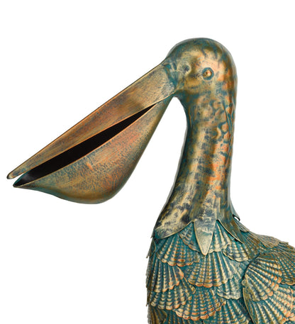Regal Art & Gift Metal Garden Décor - Decorative Handcrafted Yard Art, Statue & Garden Sculpture for Lawn, Patio & Outdoor/Indoor Display - Green Bronze Pelican