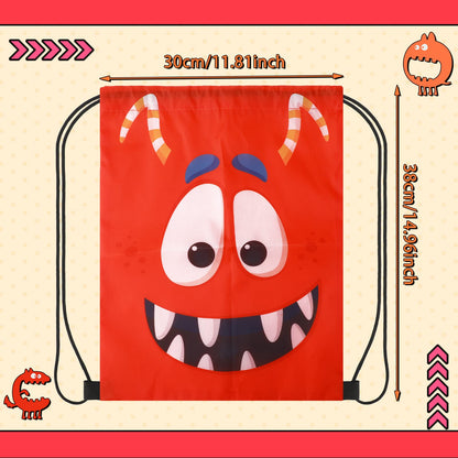 Amylove 36 Pcs Large Halloween Monster Drawstring Bag for Kids 12 x 15 Inch Monster Gift Backpack Novelty Drawstring Candy Backpack Cinch Bag for Halloween Party Favor Birthday Supplies