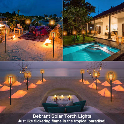 Aityvert Upgraded Solar Torch Lights 43 inches Flickering Dancing Flames Waterproof Outdoor Landscape Decorations Lighting Dusk to Dawn Auto On/Off Solar Lights for Halloween Christmas 2-Pack