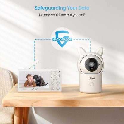 ieGeek Baby Monitor with 2 Cameras, Split-Screen Video Baby Monitor with Audio and 1080P Camera 4.3" Screen - Night Vision, Two-Way Talk, Cry & Motion Detection, Pan-Tilt-Zoom via Screen and Free APP