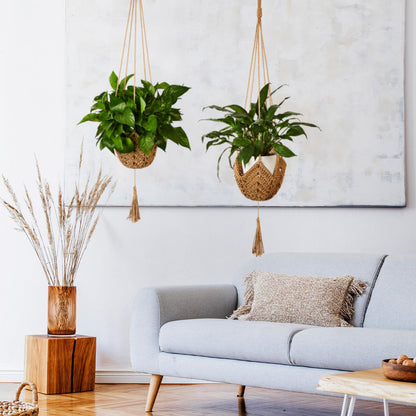 Shappy 4 Pack Boho Macrame Plant Hanger, Large Hanging Planter Plant Holder Pot Hanger Hanging Basket Wall Planters, Plants Lover Gift for Indoor Garden (Classic,Brown)