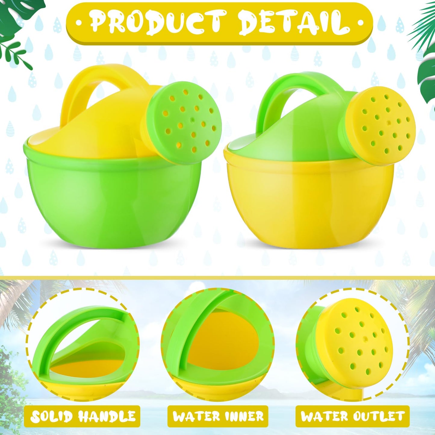 Sosation 12 Pcs Mini Kids Watering Cans Beach Sand Water Play Toy for Toddler Colorful Plastic Small Watering Pot with Handle Child Gardening Tools Bathtub Shower Party Toy Gift(Vivid Style)