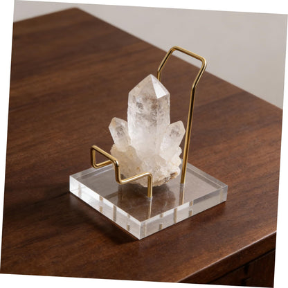 Baluue Acrylic Crystal Mineral Display Rack Large Gold Organizer Stand for Natural Stone Rock Holder Shelf Suitable for Home Office Retail Store Decoration