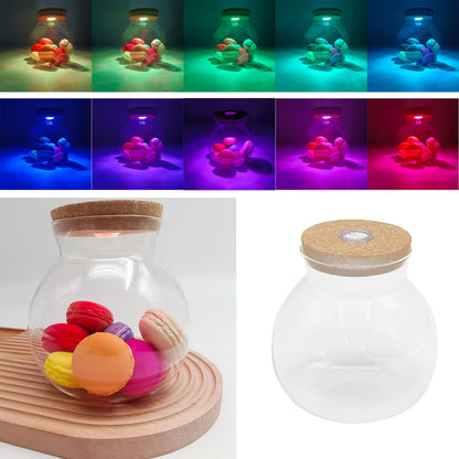 Round Glass Jar Storage Container, Plant Terrarium Display Glass, Moss Ball Bud Vases Jars, Easter Candy Jar Kitchen Canisters with Lid, for DIY Party Mason Jars Crafts Christmas Decoration (L)