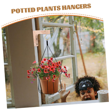 UKCOCO 2pcs Wooden Plant Hangers Wall Mounted Hooks for Indoor Hanging Plant Brackets Heavy Duty Natural Wood for Flower Pots
