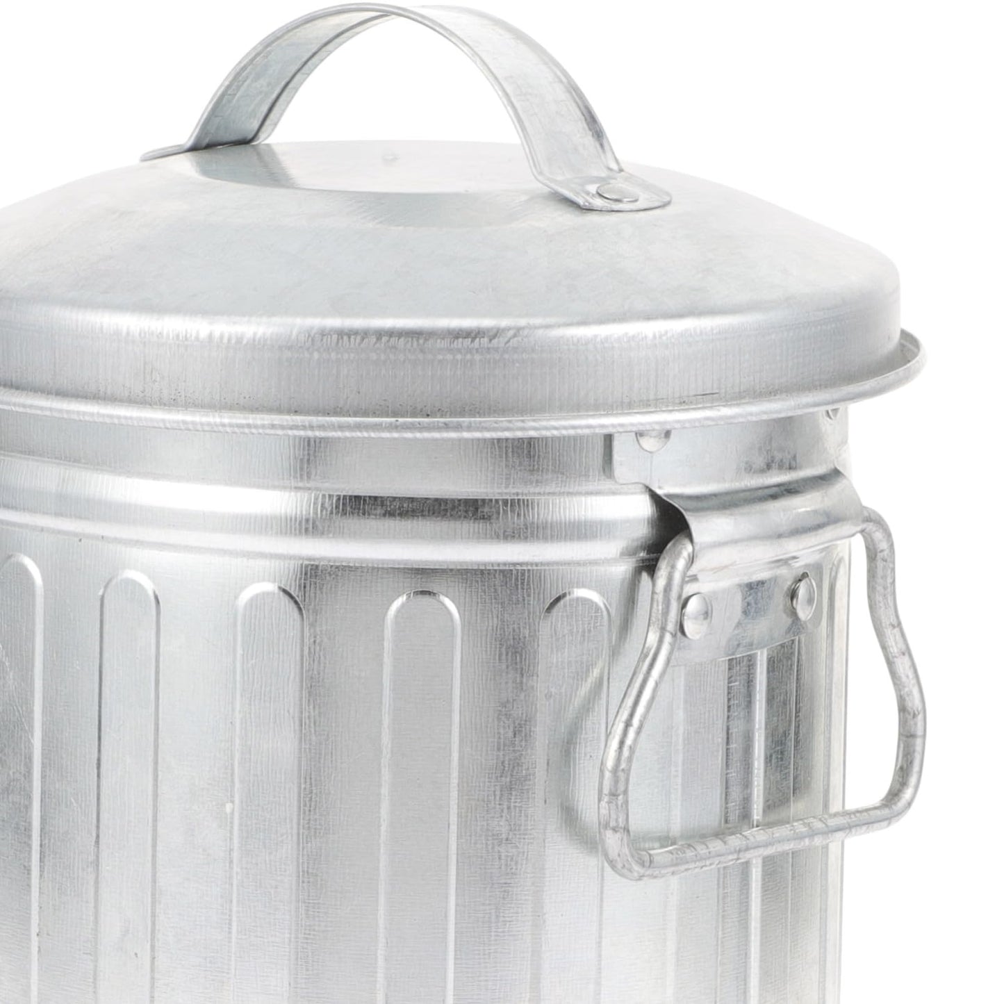 VILLCASE Mini Metal Bucket with Lid, 7.5" x 5" Small Garbage Can Trash Bin with Lid, Desktop Metal Rubbish Bin, Table Top Home Wastebasket for Countertop Office Silver Iron