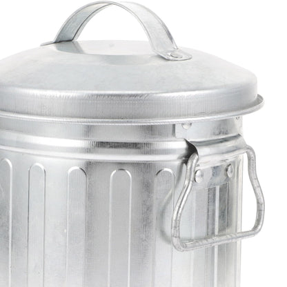 VILLCASE Mini Metal Bucket with Lid, 7.5" x 5" Small Garbage Can Trash Bin with Lid, Desktop Metal Rubbish Bin, Table Top Home Wastebasket for Countertop Office Silver Iron