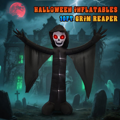10FT Ghost Halloween Inflatable with Built-in LED Lights, Demon Ghost Inflatables Decoration, Blow Up Lawn Yard Garden Inflatables Decorations (10FT Towering Specter Grim Reaper)