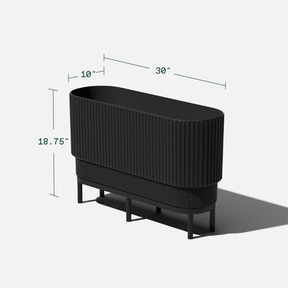 Veradek Demi Series Raised Long Planter for Indoor/Outdoor Use | Made from Plastic & Stone w/Wooden Stand | Modern Patio Décor for Flowers/Shrubs