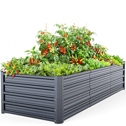Ohuhu 8x3x1.5 FT Metal Raised Garden Bed Outdoor, Reinforced Galvanized Steel Rustproof Planter Box, 100% Non-Toxic, 269 Gal Large Capacity Heavy Duty Raised Beds for Growing Vegetables Flowers Herbs