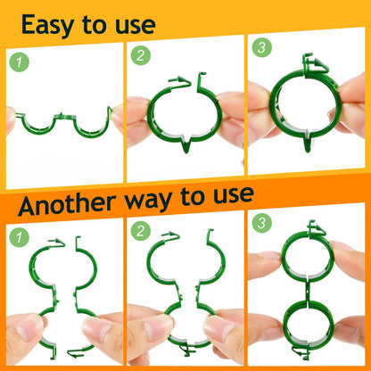 owandan 200Pcs Secured Plant Support Clips - Tomato Clips for String Trellis, Grape Vine Grid Clamp for Garden Netting Climbing Plants, Fixing Stem and Vine (Green)