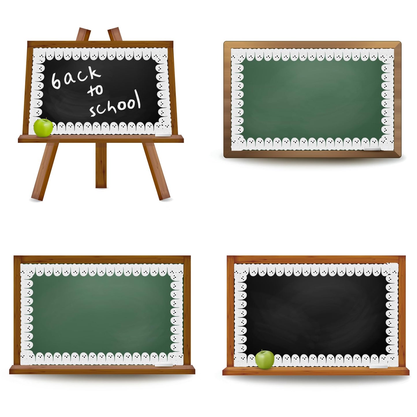 Whaline 65.6Ft Halloween Bulletin Board Border Glitter White Ghost Die Cut Trim Border Roll for Spooky Chalkboard Wall Decor