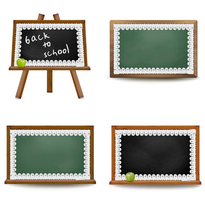 Whaline 65.6Ft Halloween Bulletin Board Border Glitter White Ghost Die Cut Trim Border Roll for Spooky Chalkboard Wall Decor