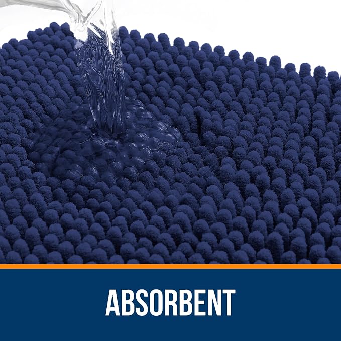 OLANLY Large Bathroom Rugs 50x30, Soft Absorbent Chenille Bath Rugs, Rubber Backing Quick Dry, Machine Washable Bath Mats for Bathroom Floor, Tub and Shower, Home Decor Accessories, Twilight Sapphire