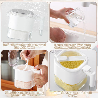 Spaxly Airtight Glass Spice Jars with Lids, 16 oz- One-Touch Open & Leakproof Containers for Salt, Sugar, Dry Goods, Moisture-Proof Kitchen Storage