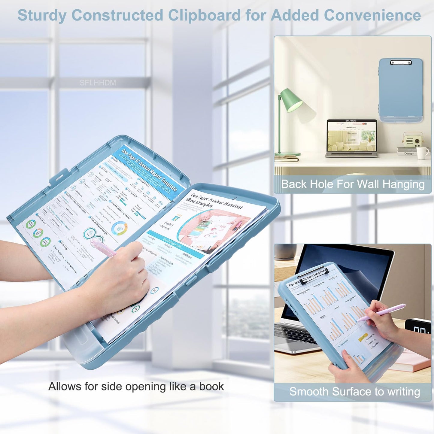SFLHHDM Clip Boards 8.5x11 with Storage, Heavy Duty Storage Clipboard, Nursing Clipboard Folder with Pen Holder, Clipboards with Low Profile Clip, Nurse Clipboards Binder Case for Classroom
