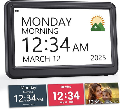PPLEE Digital Clock Large Display – Dementia Clocks for Seniors, 7-Inch HD Display, Multiple Alarms with Repeat, Adjustable Brightness, Calendar & Custom Themes, Ideal for Elderly and Caregivers