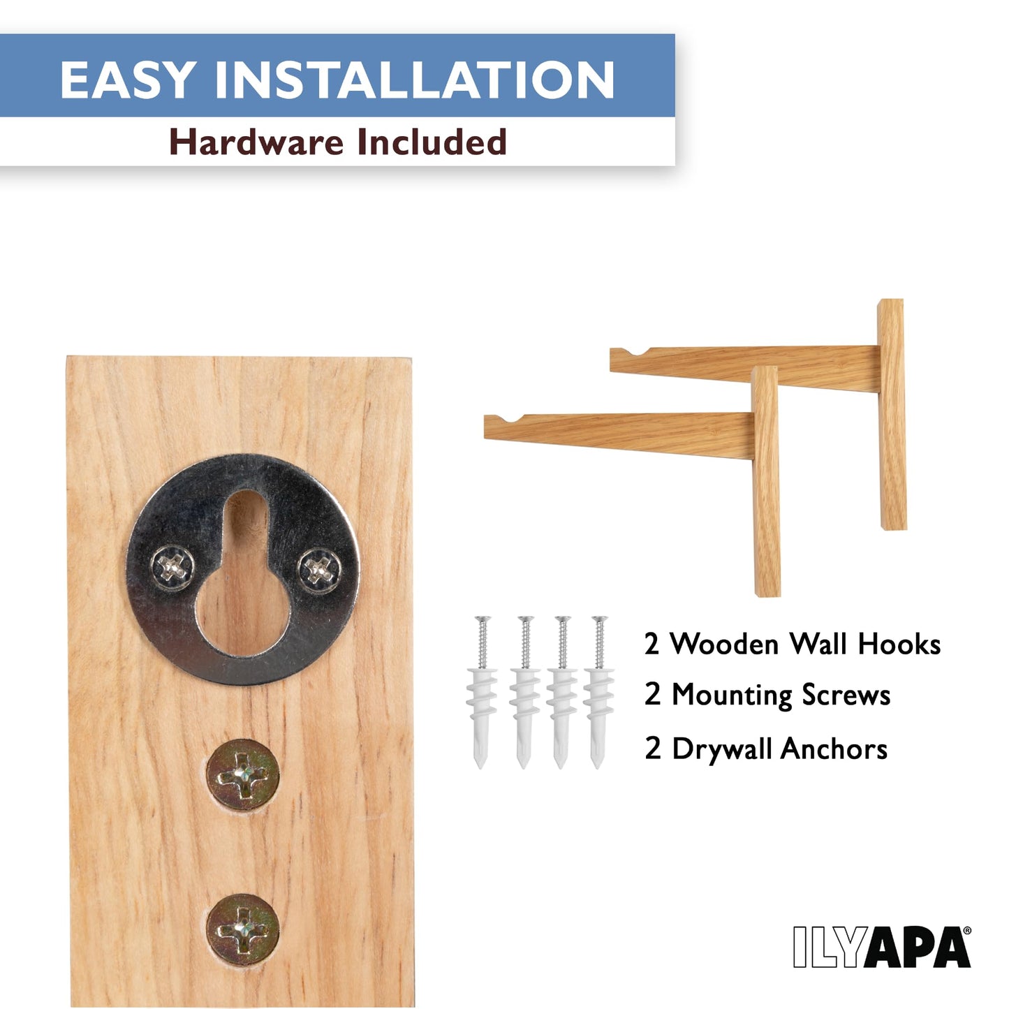Ilyapa 2 Pack Wood Hanging Plant Hooks for Wall - 9 in. Hook Plant Hanger Indoor Brackets for Baskets & Macrame, Wall Planters Indoor Plants Holder