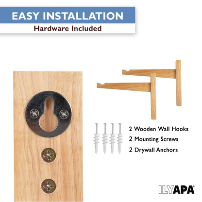 Ilyapa 2 Pack Wood Hanging Plant Hooks for Wall - 9 in. Hook Plant Hanger Indoor Brackets for Baskets & Macrame, Wall Planters Indoor Plants Holder