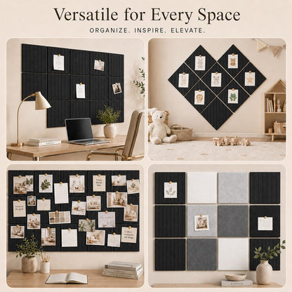 Baysola Stripe Felt Bulletin Board Panels 48 x 36 Inch Self Adhesive Wall Tiles Cork Board Alternative for Office Classroom Photos Notes 12 Pack