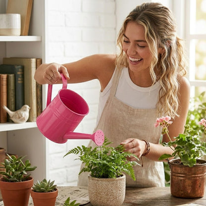 Small Metal Watering Can - 1L Metal Flower Garden Watering Can, Gardening Tool Accessories for Outdoor Indoor Plants Lawn (Blue)