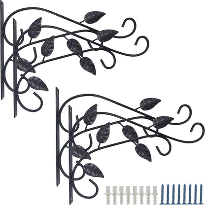 RONYOUNG 4PCS Hanging Plant Bracket 12in Metal Wrought Iron Planter Hooks Wall Mounted Decorative Hanger Hook for Hanging Indoor Outdoor Planter Flower Pot Bird Feeder Wind Chime Lanterns