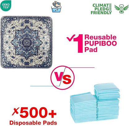 PUPIBOO Washable Pee Pads for Dogs & Cats 54x 54 Super Absorbent Reusable Puppy Training Pads - 100% Waterproof, Leak-Proof, Non-Slip Pet Pads for Housebreaking, Whelping & Indoor Floor Protection