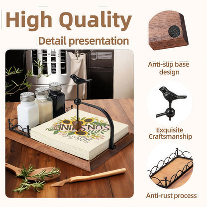 Zipenghua Solid Wooden Bird Napkin Holder for Table，Napkin Dispenser with Salt and Pepper Shakers, 2-in-1 Vintage Flat Paper Towel Holder for Bar, Kitchen & Dinning Room not Included Shakers