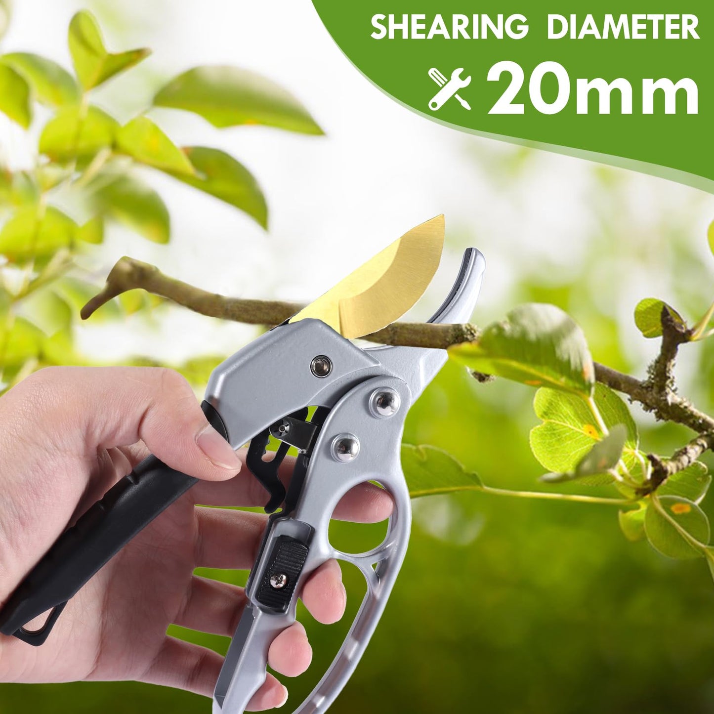 MEPEREZ Garden Clippers, Premium Germany Titanium Pruners, Work 3 Times Easier, Ratcheting Pruning Shears, Cutting Rose, Flower, Hedge, Stem, Tree, Sharp Gardening Scissors, Arthritis Weak Hand Snips