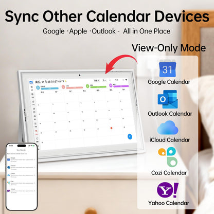 Smart Digital Calendar: 15.6-Inch Electronic Wall Calendars & Chore Chart, Full HD Interactive Touchscreen Display for Family Schedules Planner,Seamless Scheduling/Organizing-Wall/Desk Mountable