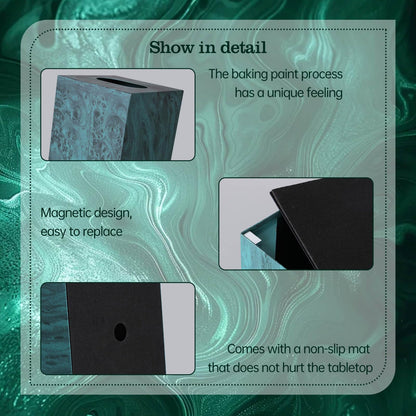 HOUSE DIARY Metal Square Tissue Box lid, Modern Facial Tissue Holder for Bathroom Vanity Tops, Bedroom Dressers, Nightstands, Desks, Offices (Deep Emerald Green)