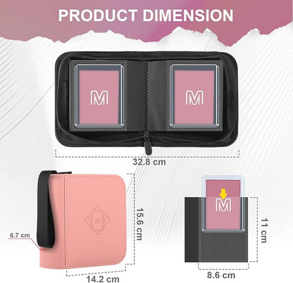 1 Pocket Toploader Binder Holds 40 Cards with 20 Sleeves Collectible Trading Card Album, for 3x4 Toploaders Hard Cases for TCG, MTG, Sports, Baseball, Football, Small Sports Card Book (1Pink)
