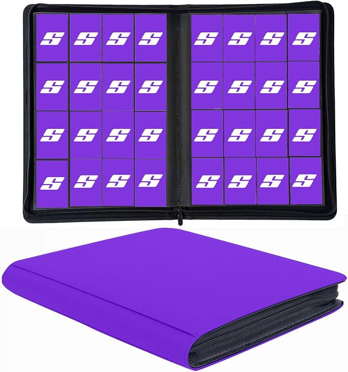 1000+ Pockets Trading Card Binder, 16 Pocket Ringless Side Loading Card Holder Album, Trading Card Album Fit for YuGiOh, MTG, TCG, Game Cards, Sports Cards, Business Cards (Purple)