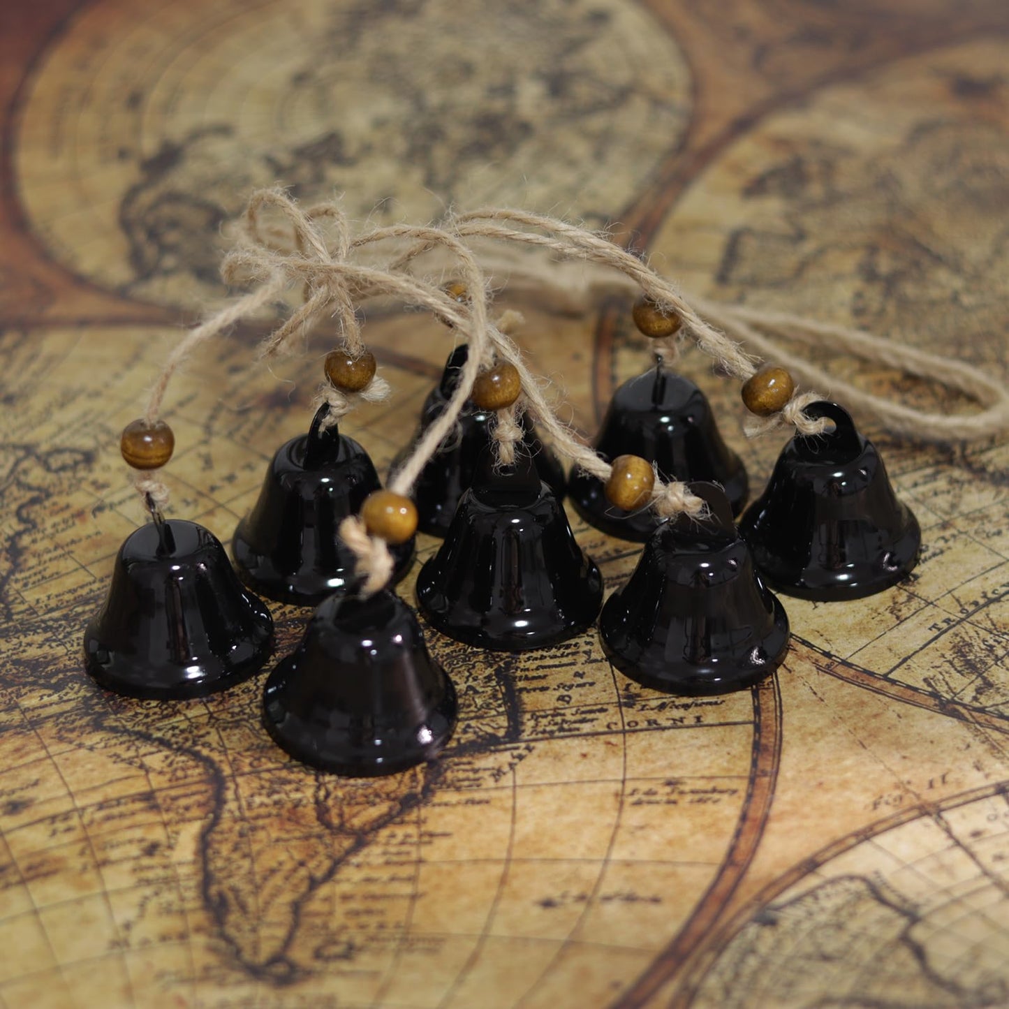 Hanging Witch Bells for Door,2 Pc Halloween Door Bells Hanger Christmas Bells for Witchy Home Decor 8 Black Bells Witchcraft Supplies