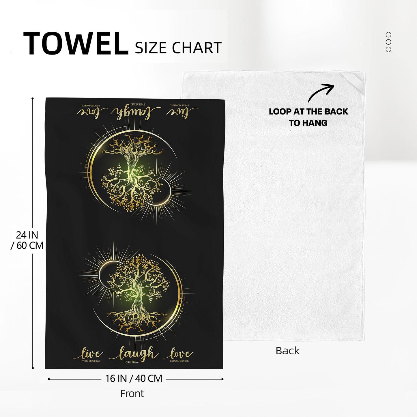 Wovoto Live Laugh Love Kitchen Towels Decorative Set of 2, Absorbent Tree Life Tea Towels Hand Towels for Kitchen,Hippie Witchy Kitchen Decor Aesthetic,Cute Moon Dish Towels for Kitchen Drying