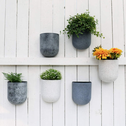 LA JOLIE MUSE Wall Hanging Planters for Indoor Plants，Hanging Flower Pots for Air Plants Succulent, Set of 2, 5.7L*4.1W*7H, Rock Gray