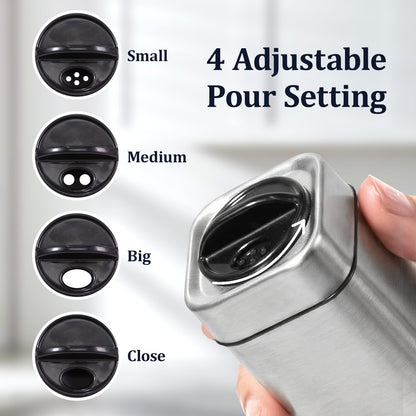 Salt and Pepper Shakers Set with Holder-Stainless Steel Salt Shaker with Adjustable Pour Holes-Set of 2 by Aelga