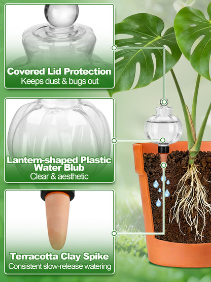 Bigmeta 4pcs 17oz Leakproof Plant Watering Globes - Top Fill Self Watering Planter Insert, Slow Release Water Bulbs with Terracotta Spikes for Indoor Plants
