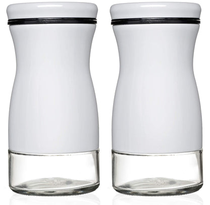 Salt and Pepper Shakers Set with Adjustable Pour Holes by CHEFVANTAGE - White