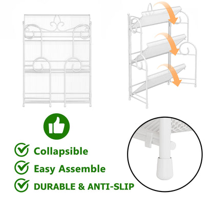 YIUKEA Bathroom Counter Organizer - Spice Rack Countertop 3 Tier Counter Shelf Organizer for Bathroom Kitchen Bedroom Foldable White