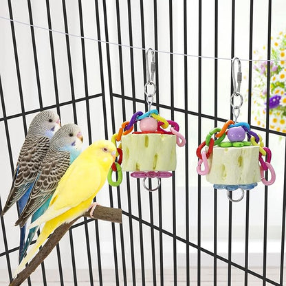 Litewoo Bird Beak Grinding Stone Molar Mineral Block Toy Bird Cage Accessories for Bird Parrot Budgie Parakeet Cockatiel Lovebirds Conures Finch Hamster Rat (2Pcs)