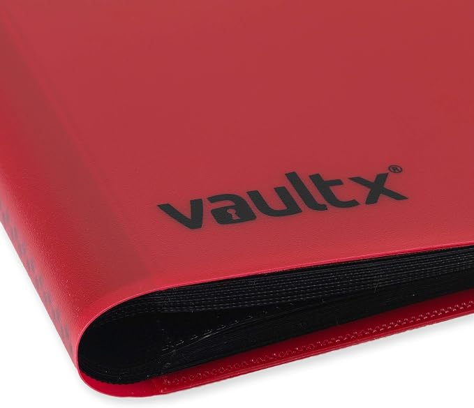 Vault X 9 Pocket Standard Strap Binder, Holds 360 Trading Cards in 20 Side-Loading Pages (Red)