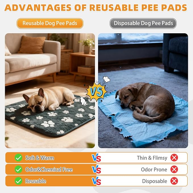KOOLTAIL Washable & Waterproof Dog Whelping Pad for Large Dogs, 72x72in Super Absorbent & Soft Warm Plush Puppy Pads Potty Training, Quick Dry Reusable Pet Mats for Whelping Box Supplies,Playpen,Crate