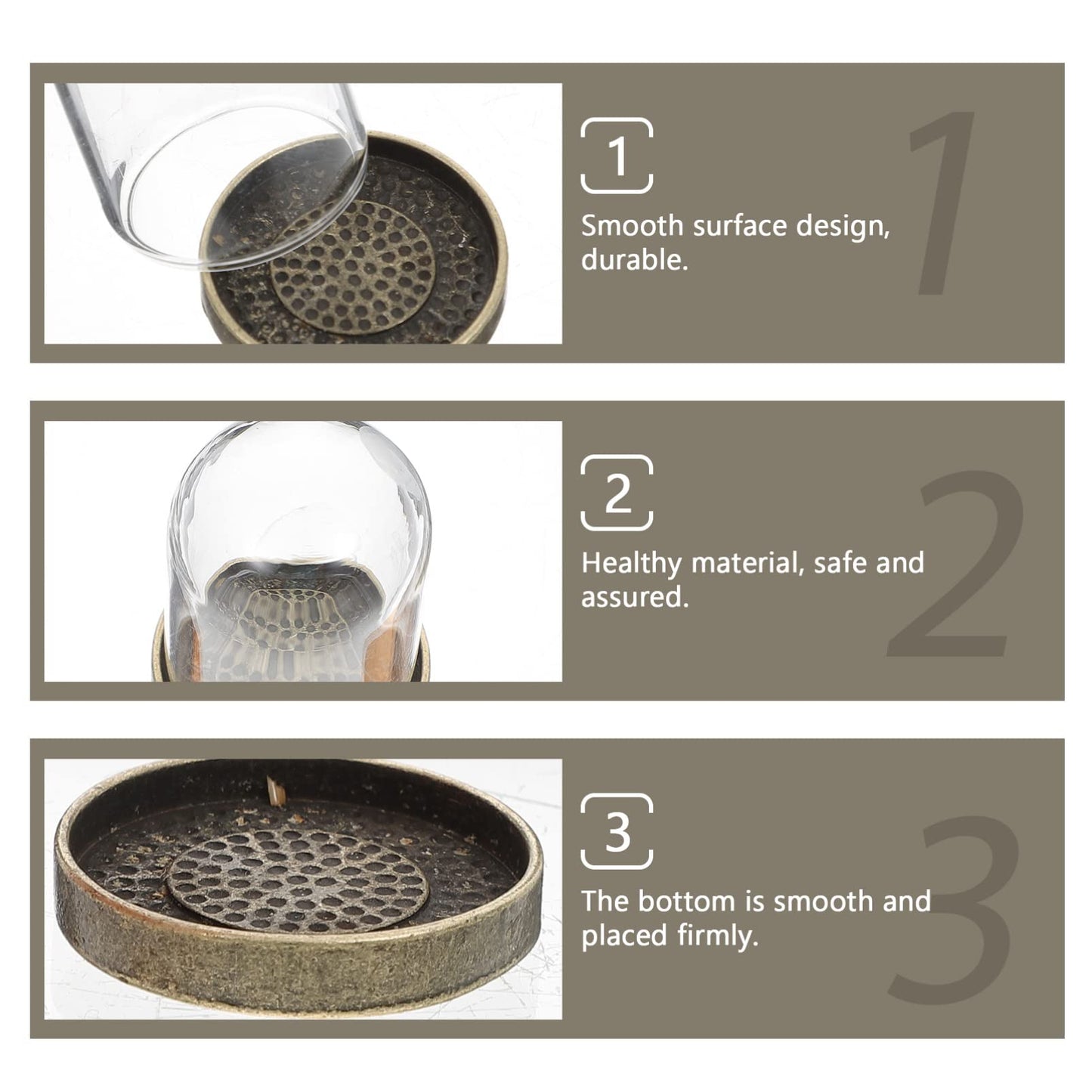 ARTIBETTER Glass Terrarium Dome and Brass Tray Set for DIY Microlandscape Plant Display Miniature Ecological Container Covers for Home Decor and Craft Supplies