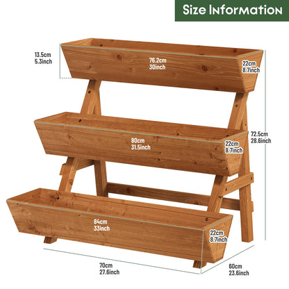 Vertical Wooden Raised Garden Bed, Garden Planters Freestanding Wood Plant Stand Flower Rack Wooden Planter Box for Plants Herbs Flowers Vegetables Outdoor Indoor Gardening (3-Tier Large Brown)