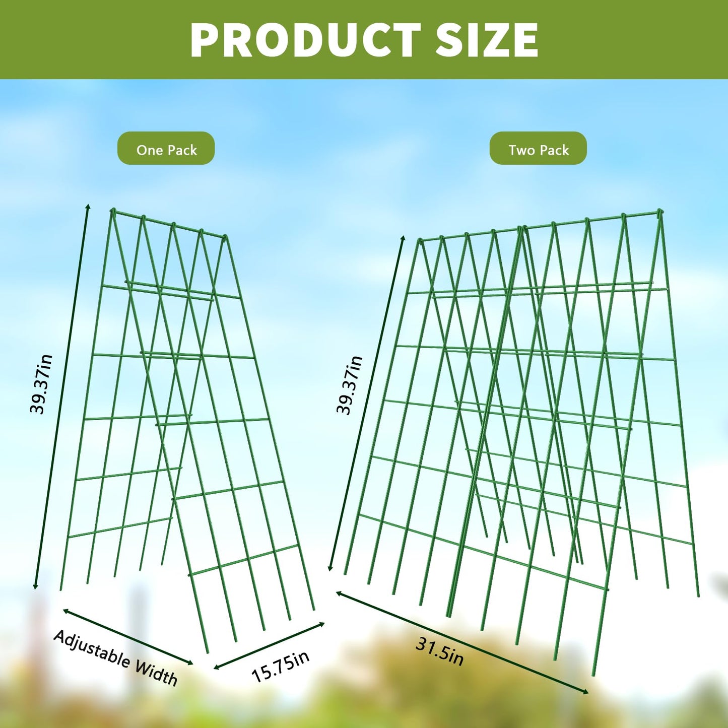 UrGROWA Cucumber Trellis 2 Pack, Foldable A-Frame Garden Trellis for Raised Bed Garden Grow Support with Plant Support Clips, Twist Ties, Plastic Ties, for Cucumber,Tomato, Climbing Plants and Flowers