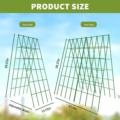 UrGROWA Cucumber Trellis 2 Pack, Foldable A-Frame Garden Trellis for Raised Bed Garden Grow Support with Plant Support Clips, Twist Ties, Plastic Ties, for Cucumber,Tomato, Climbing Plants and Flowers