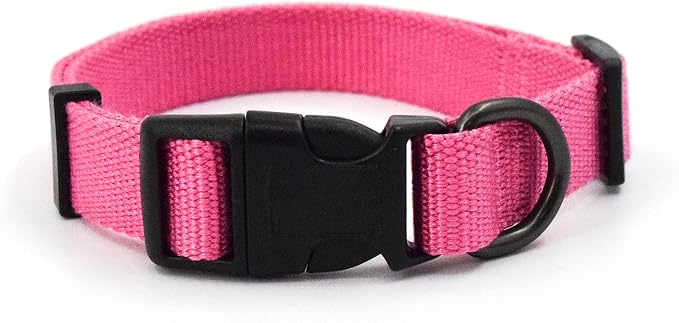 Rose Pink Dog Collar for Small Size Dogs Soft and Breathable of 90% Rayon from Bamboo and 10% Polyester Comfortable Skin-Friendly, Adjustable Collar with Quick Release Buckle