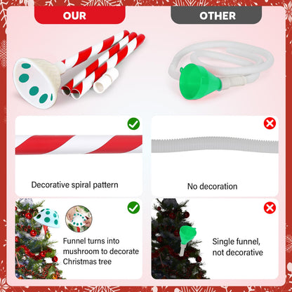 JJI Christmas Tree Watering System with Long Funnel Christmas Tree Watering Funnel Christmas Decorations (Mushroom Green)